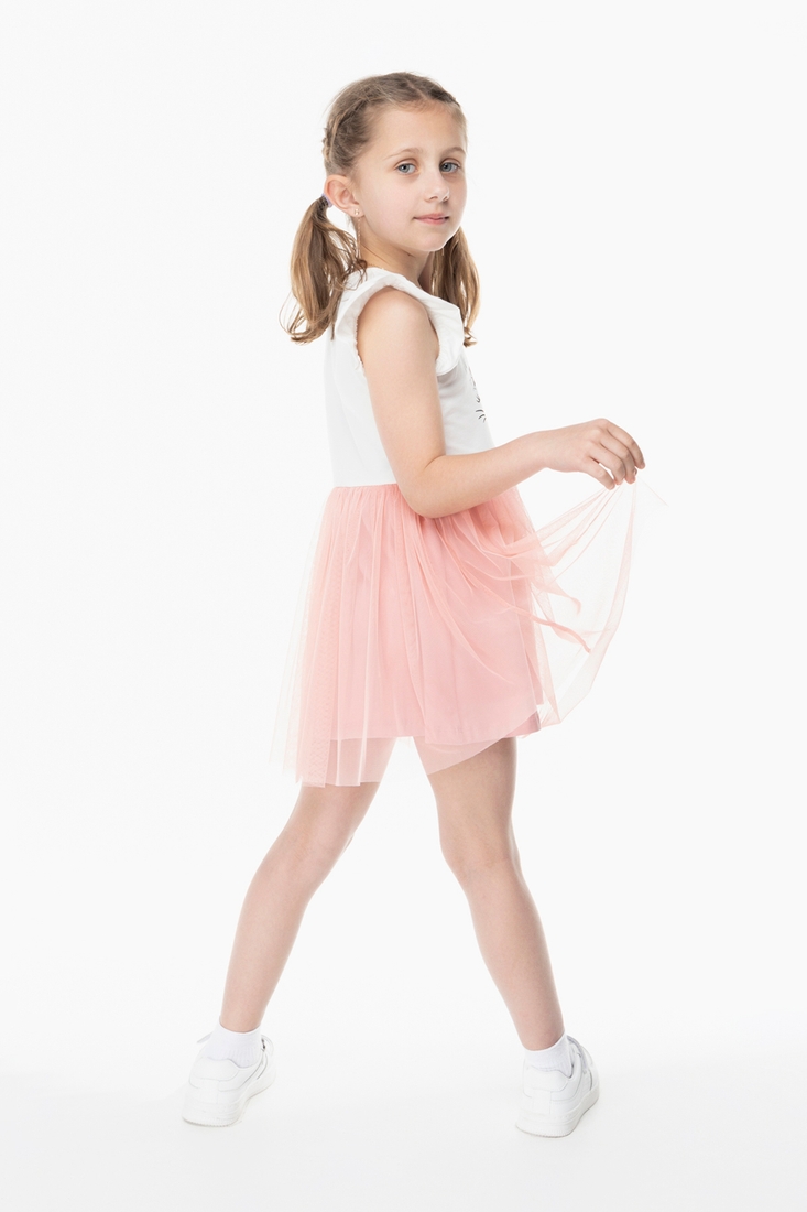 Фото Платье для девочки Breeze 1395 с принтом 110 см Пудровый (2000989654674S)