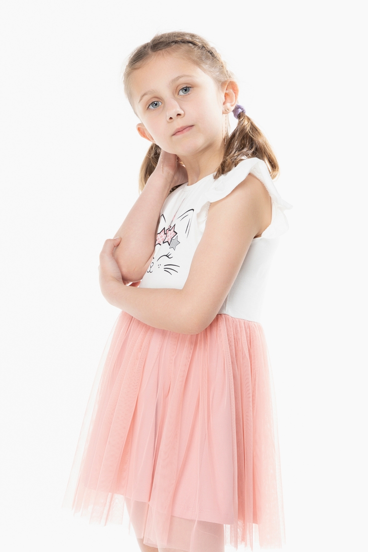 Фото Платье для девочки Breeze 1395 с принтом 110 см Пудровый (2000989654674S)
